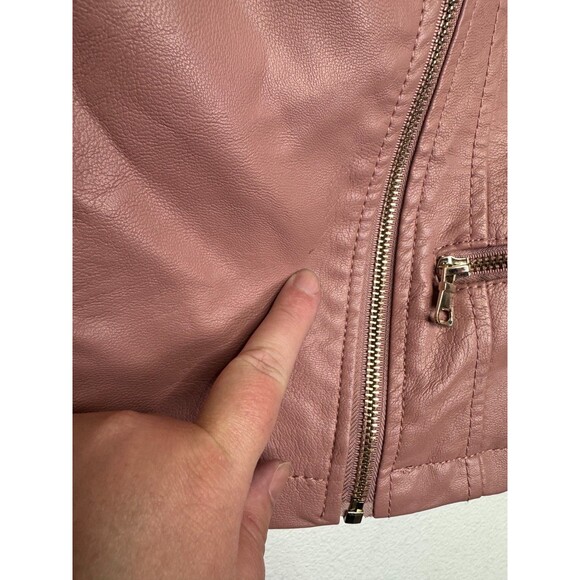 Cavalini Ci Sono Girls 10 Faux Leather Moto Jacket Maeve Pink Zippered Front - Picture 5 of 10